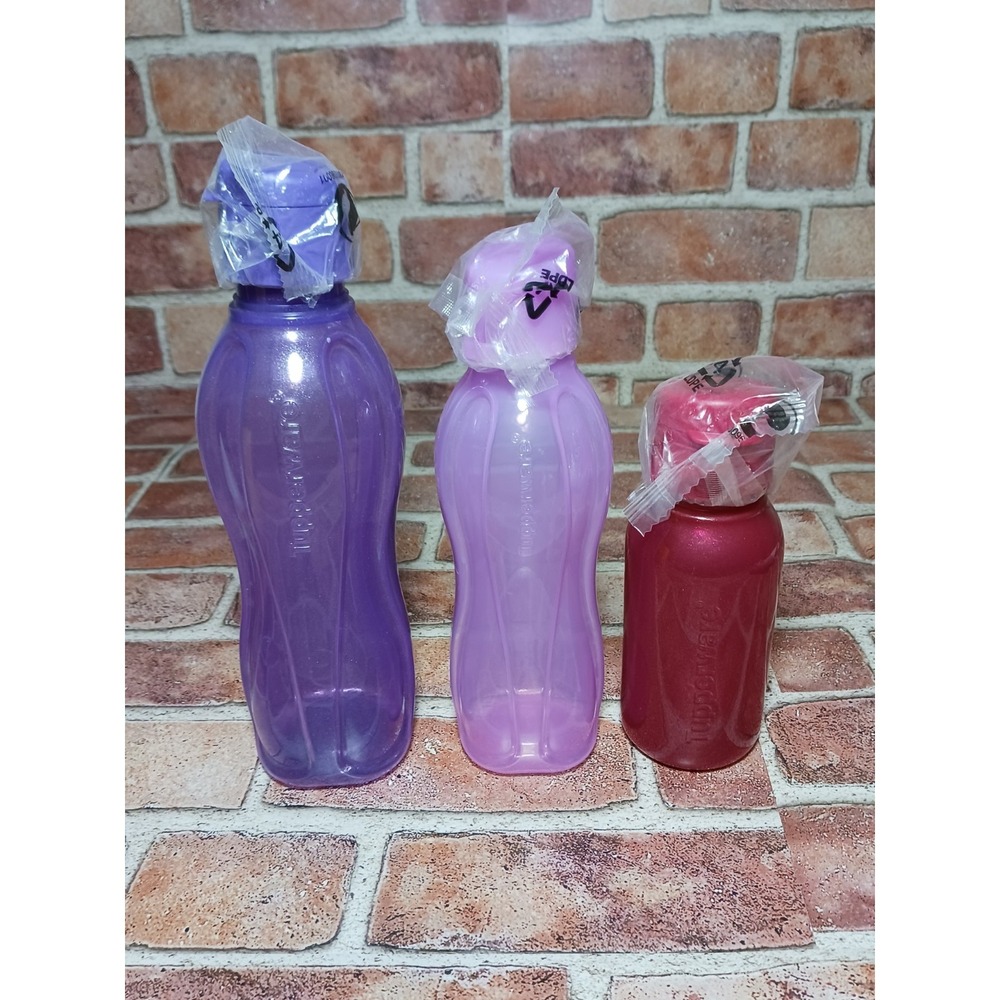 3 Tupperware Eco Water Bottle with Flip-Top Lid,